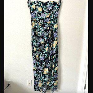 VTG 80s Laura Ashley Sz 10 Black Floral Long Dress Cottage Prairie Bridgerton